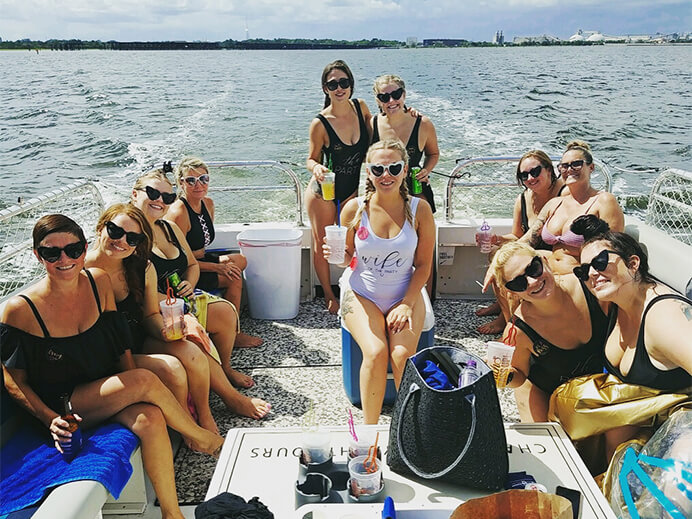 bachelorette party at boat tour in charleston sc